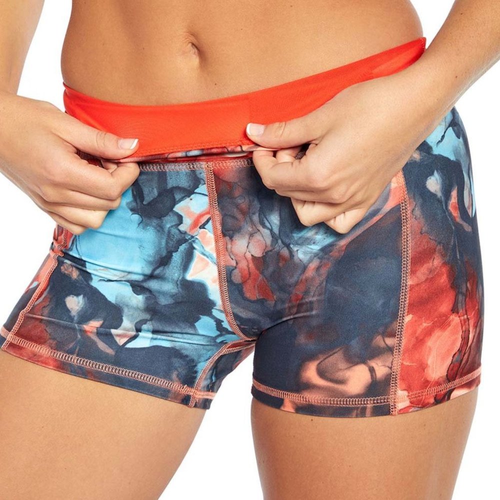Jessica Simpson 3'' Blue & Red Fiesta Ink Tummy-Control Hottie Bike Short S